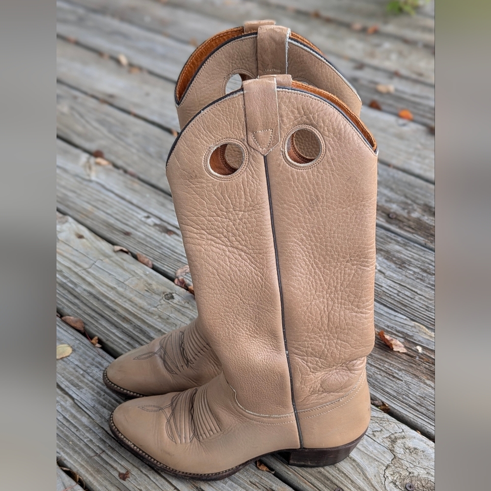 J CHISHOLM Vintage Tan Leather Boots Mens Size 7D